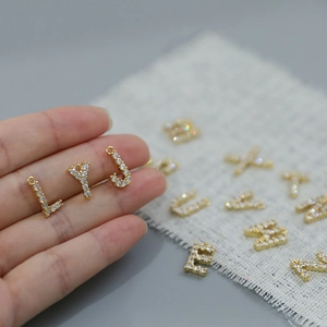 Gold 18k plated zircon letter pendants for DIY necklaces and earring accessories