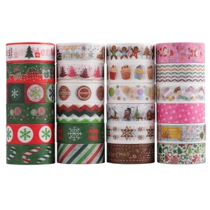 Christmas washi tape set for journaling, decorative adhesive masking tape for DIY crafts.
