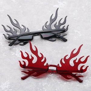 Flame Shape Rimless Sunglasses PC Plastic UV400 Protective For Party Festival Rave Punk Fashion Women Men