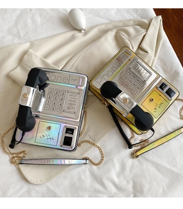 Elegante bolso de hombro holográfico en forma de teléfono para mujeres de moda chic