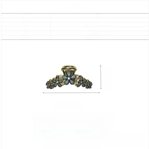 Detailed size chart for the flower hair claw clip showing 7cm length and alloy material