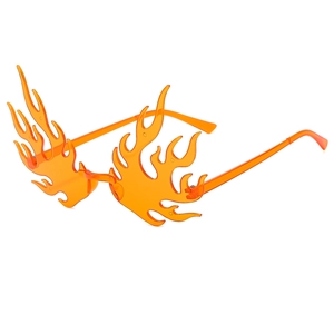 Fashionable orange flame shaped rimless sunglasses with transparent cool fire design