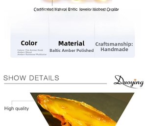 Detail view of 33cm Baltic natural amber baby necklace with product specifications