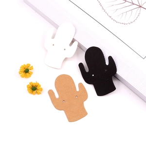 Three-color cactus shaped earring display cards in white, black and brown kraft paper