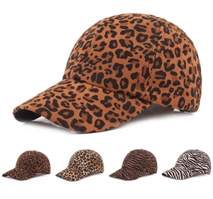 Collection of stylish baseball caps with leopard and zebra animal print designs