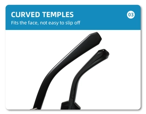Detail of curved temples on sports sunglasses showing anti-slip design and comfort fit