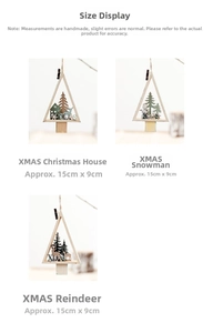 Size chart showing snowman and elk decorations, measuring approximately 15cm by 9cm