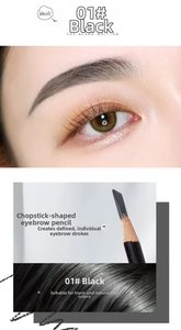 Detail of 01 Black eyebrow pencil with flat angled tip for natural hair-like strokes