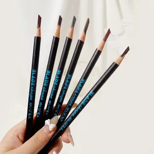 Set of six waterproof blade-shaped eyebrow pencils in various shades for natural makeup