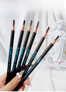Set of six waterproof blade-shaped eyebrow pencils in various shades for natural makeup
