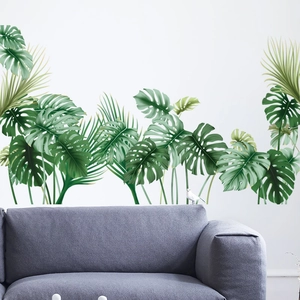 Nordic monstera and palm leaf wall stickers for creative living room decor