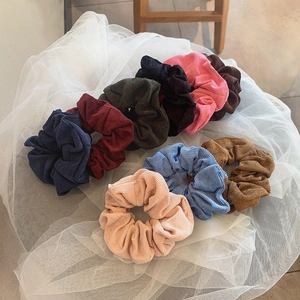 Retro Corduroy Hair Scrunchie Elastic Hair Ties Fabric Ponytail Holder Sweet For Women