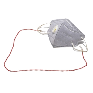 Multicolor beaded sunglasses chain and mask holder with red beads and metal clasps