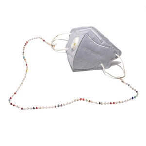 Colorful crystal beaded lanyard for masks and glasses with gold lobster clasps and loops
