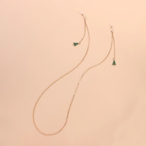Christmas Tree Glasses Chain Alloy Gold Green Enamel Eyewear Lanyard For Women Decorative Eyeglasses Holder