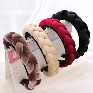 Braided velvet headbands in brown beige burgundy and black set of four hair accessories