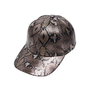 Vintage faux snakeskin baseball cap with metallic copper python pattern for men and women