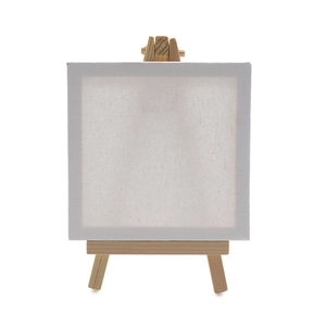 Mini wooden easel and blank white canvas set for tabletop painting and DIY crafts