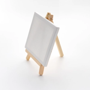 Mini wooden easel set with 10cm square blank canvas for DIY painting and tabletop display