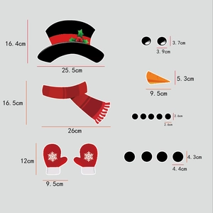 Detailed dimension guide for Christmas snowman fridge magnet DIY kit with measurement data