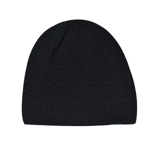 Black waffle knit winter beanie for men and women featuring warm thermal texture