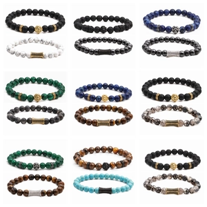 Detailed grid showing 8mm matte natural stone beads with lion head charms in various colors