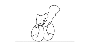 Dessin minimaliste en noir et blanc d'un chat pour l'impression de sacs pour filles