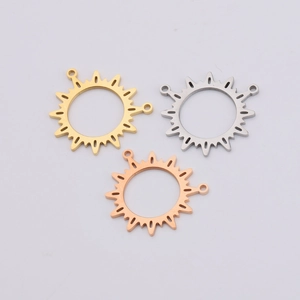 Sun Gear Jewelry Accessory Connecting Hole Pendant 304 Stainless Steel Mirror Polished For DIY Necklace Bracelet Making