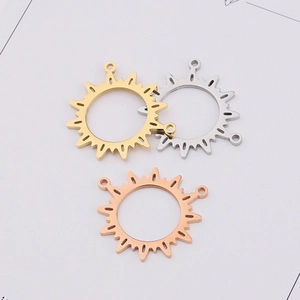 Mirror-polished stainless steel sun shape connectors in gold silver and rose gold