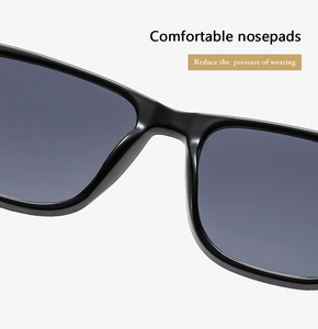Detail of comfortable integrated nose pads on black sunglasses to reduce wearing pressure