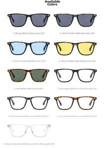 Grid view of premium sunglasses and blue light glasses in various colors and floral patterns