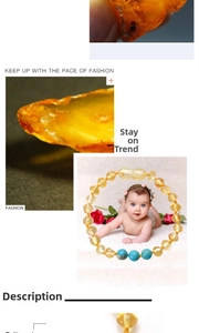 Detailed view of Baltic amber baby bracelet with turquoise and amethyst bead accents