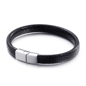 Fashionable octopus-style silicone and titanium steel bracelet with black stingray leather
