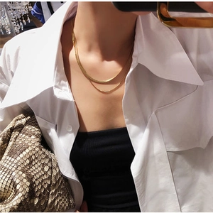 Minimalist Stainless Steel And Copper Layered Snake Chain Necklace For Women Stacking Box Chain Gold Silver Fashion Jewelry