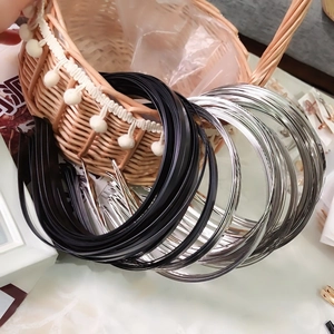 Bulk set of simple black and silver metal headbands for DIY hair accessories crafting