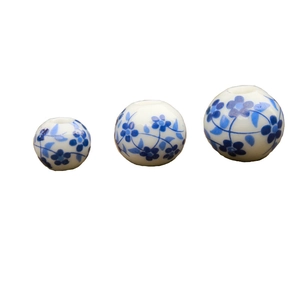 Blue and white porcelain orchid beads in three sizes for DIY handmade jewelry and bracelets