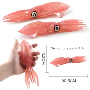 Lifelike pink soft squid ocean animal model with realistic texture and 20.5cm length
