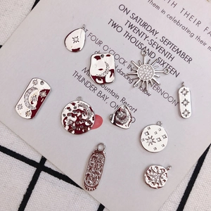 Silver plated star and moon zircon charms for DIY necklace and earring jewelry making