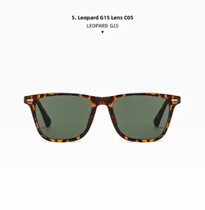 Macro detail of tortoiseshell acetate frame with G15 dark green sunglasses lenses