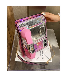 Bolso cruzado holográfico en forma de teléfono, bolso de hombro creativo y novedoso.