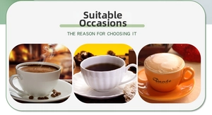 Three-style ceramic coffee cup set with petal texture and latte art in cozy setting