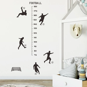 Messleiste Wandsticker Fußball für Kinderzimmer mit Motiven von Fußballspielern