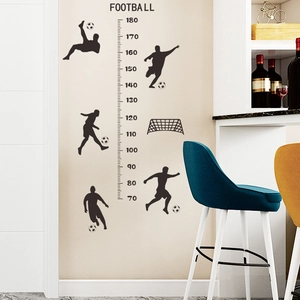 Fußball-Wandtattoo Messlatte mit Silhouetten für Kinderzimmer 70-180 cm Skala