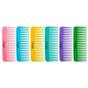 Professional Wide Tooth Comb Plastic Detangling Massage Hair Styling Tool For Curly Thick Hair Portable