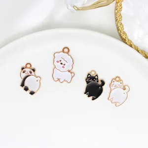 Cartoon Panda Cat Butt Alloy Enamel Charms For DIY Jewelry Making Animal Drip Oil Pendants Earrings Craft Accessories Women Gift