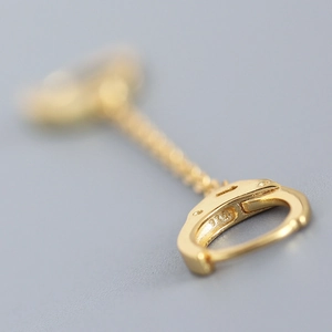 S925 sterling silver gold handcuff chain earrings with 925 hallmark engraving