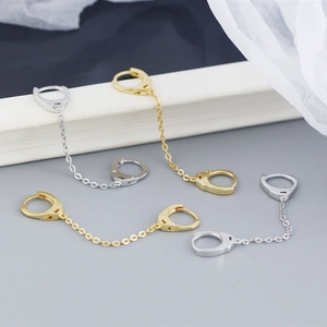 S925 sterling silver handcuff chain earrings in polished gold and silver finishes