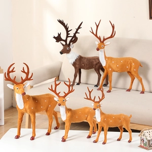 Ornements Renne Flocage Réaliste Noël Simulation Statues Cerf Sika Décoration Maison Festive Accessoires Photographie
