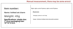 Detailed size and weight parameters for 4-piece set of Christmas gnome ornaments