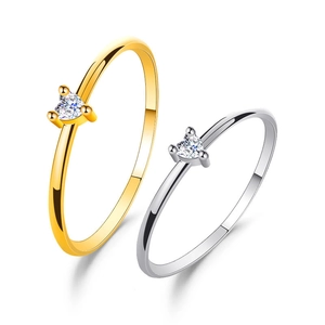 Heart Shaped Zircon Thin Copper Ring Minimalist Engagement Fashion Jewelry For Women